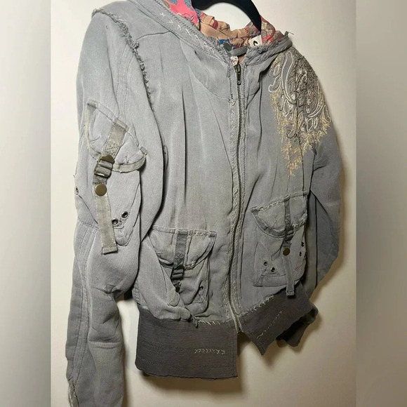Da-Nang Y2K boho bomber jacket size small S embroidered zipper - Picture 4 of 15